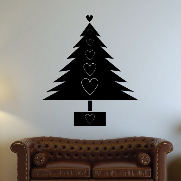 Image of Christmas Tree with Hearts Decal