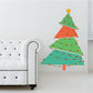 Christmas tree wall decal with green layered tree and multicolor light string LEDs