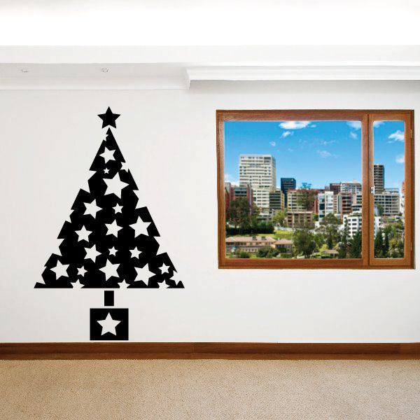 Image of Christmas Tree with Star Pattern Decal