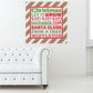 Christmas typography printed decal with red and green text on striped square background