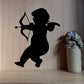 Cupid bow and arrow wall decal, black silhouette cupid holding bow and arrow