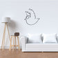 Flying cartoon bird wall decal, simple black line art