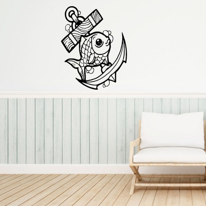 Image of Chubby Goldfish and Anchor Decal