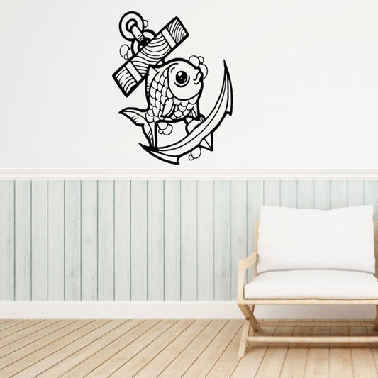 Image of Chubby Goldfish and Anchor Decal