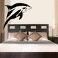 Striped dolphin wall decal, black and white chubby dolphin silhouette
