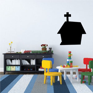 Black church house wall decal with a cross on the roof