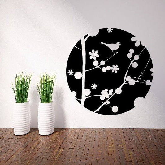 Image of Circle Bird Floral Decal