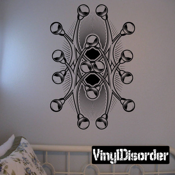 Circle design decal featuring ornate eye-shaped pattern with small ring details