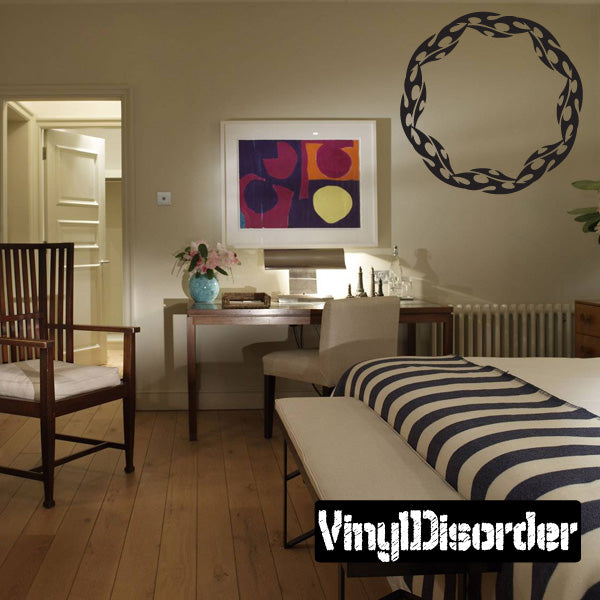 Black circular flame wreath wall decal with swirling flame shapes.