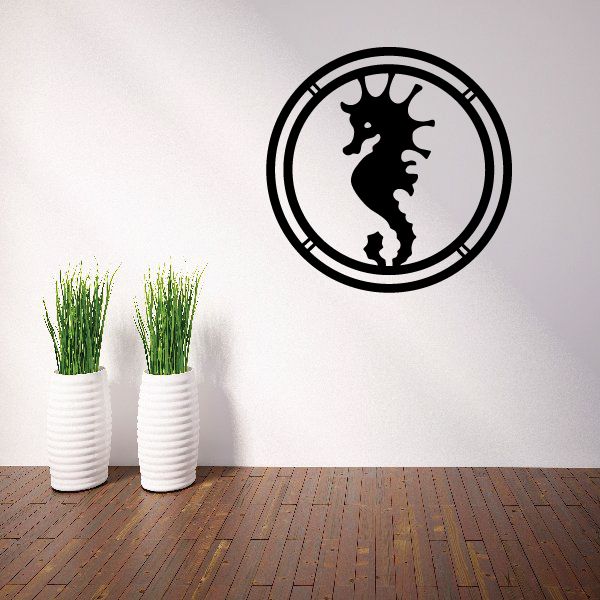 Image of Circle Framed Seahorse Decal