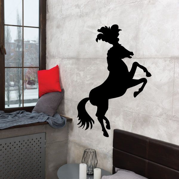 Circus horse silhouette decal with rider, black wall sticker design