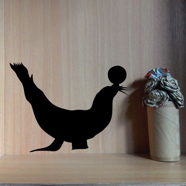 Black seal silhouette wall decal