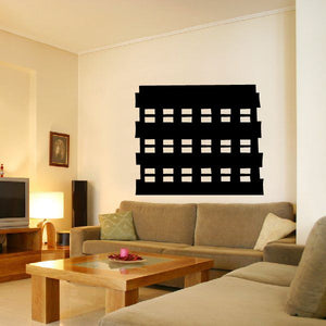 Black city building wall decal with rectangular window grid