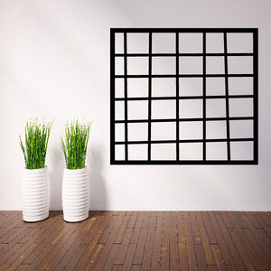 Black grid window-style wall decal with thick frame lines