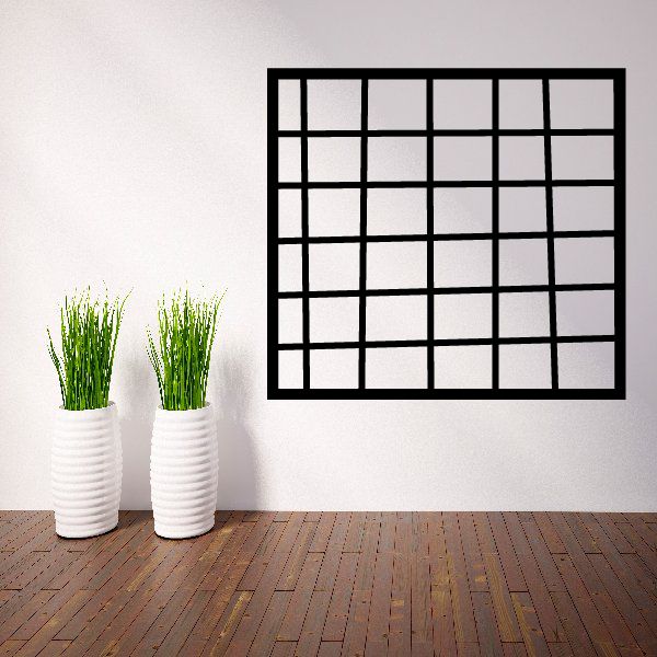 Black grid window-style wall decal with thick frame lines