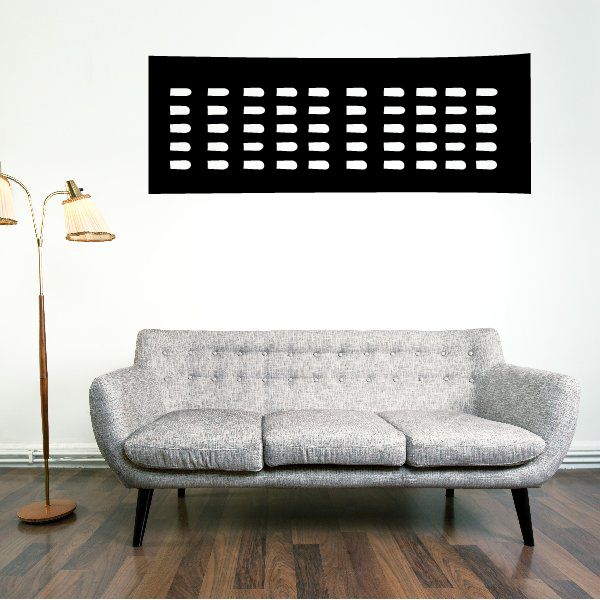 City building wall decal: black rectangle with white window grid pattern