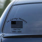 Memorial American flag decal for car window with “In Loving Memory” and custom text