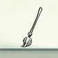 Broomstick decal with curled bristles and handle outline