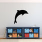 Black dolphin decal silhouette, classic curved jumping pose