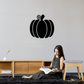 Black pumpkin Thanksgiving decal with three stacked pumpkins and curled stem