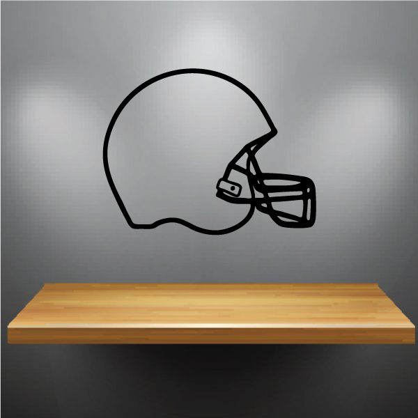 Football helmet decal with outline and facemask, black