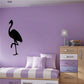 Black flamingo wall decal, standing with one leg up
