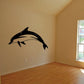 Black dolphin wall decal, stylized Pacific dolphin silhouette in flight pose