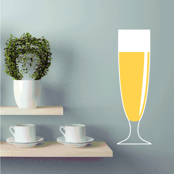 Beer glass sticker decal with pilsner flute outline and yellow fill