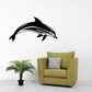 Striped dolphin wall decal with black silhouette and white striping