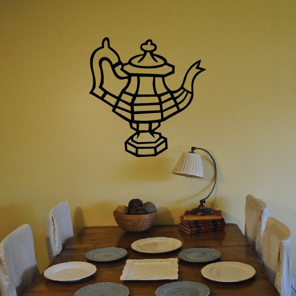 Classic teapot wall decal with striped teapot and small spout