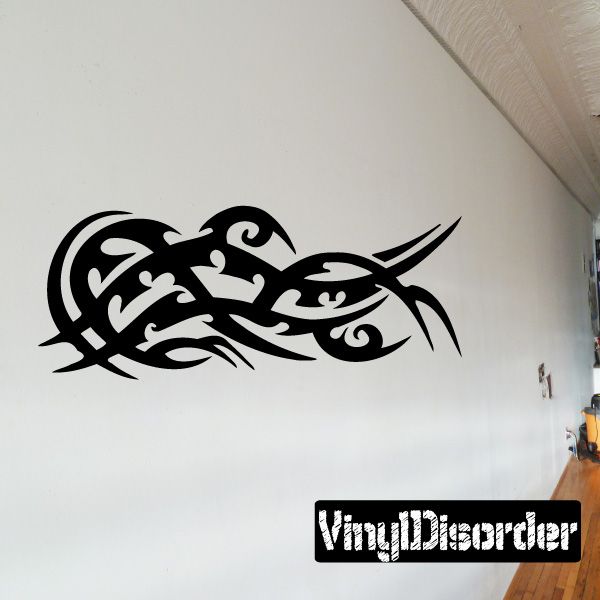 Tribal vinyl wall decal with black interlocking swirl design