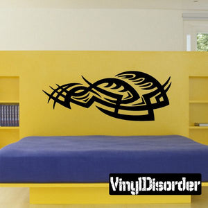 Tribal fish wall decal in black vinyl, stylized tribal design