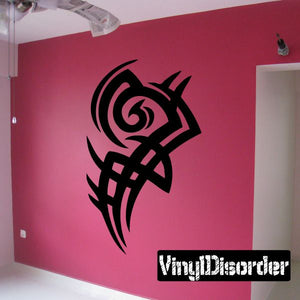 Tribal vinyl wall decal with black spiral fish design