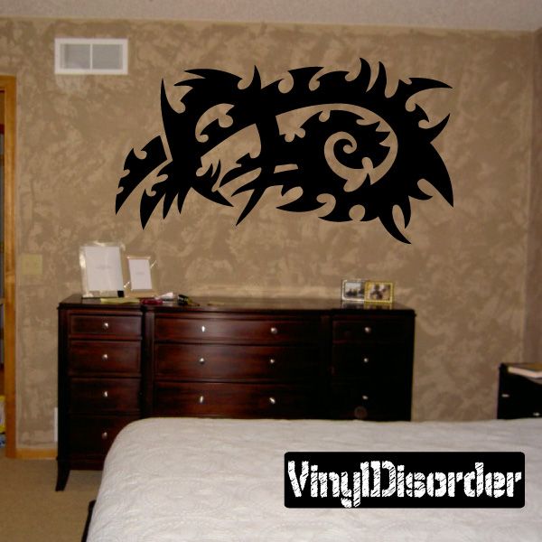 Tribal wall decal vinyl sticker with black ornate swirling design