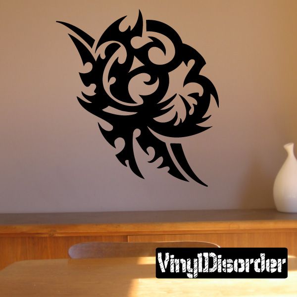 Tribal wall decal graphic with black flame-like tribal design