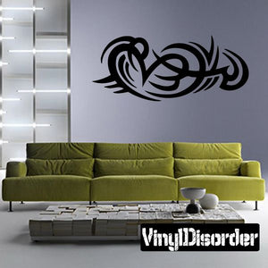 Tribal wall decal vinyl in black, featuring bold swirling tribal design