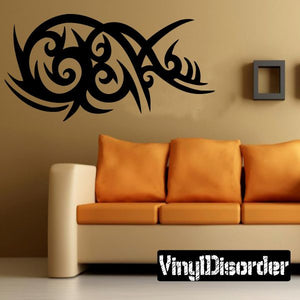 Tribal vinyl wall decal in black, ornate swirling design