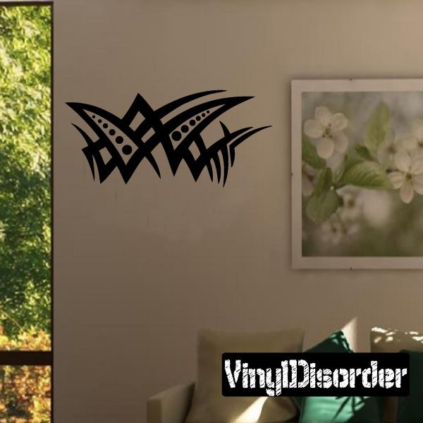Tribal wall decal vinyl sticker with bold black interlocking pattern