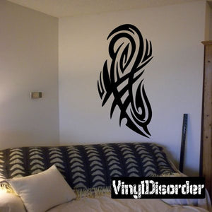 Tribal vinyl wall decal, black feather-like swirl design