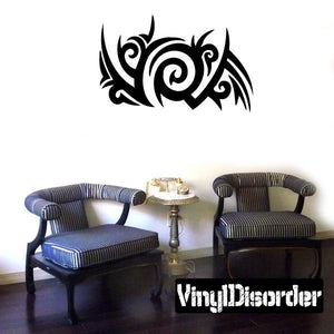 Tribal swirl vinyl wall decal with black ornament design