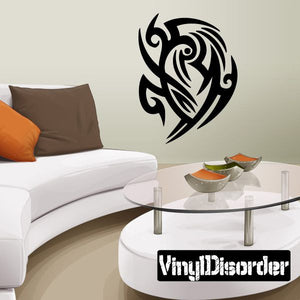Black tribal bird wall decal with swirling tribal design