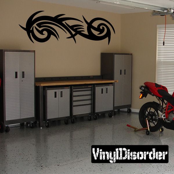 Tribal wall decal vinyl sticker with black swirl motifs