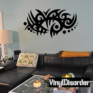 Tribal vinyl wall decal with black swirling tribal pattern