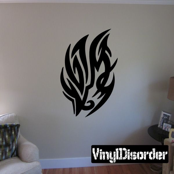 Tribal vinyl wall decal with black flame tribal pattern
