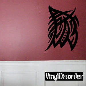 Black tribal animal head vinyl wall decal with bold angular lines