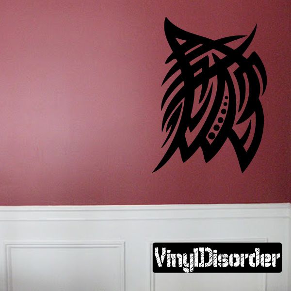 Black tribal animal head vinyl wall decal with bold angular lines