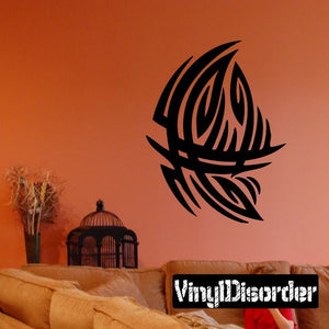 Tribal wall decal with black angular feather motif