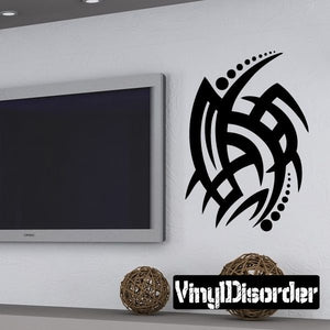 Black tribal vinyl wall decal with circular knot pattern