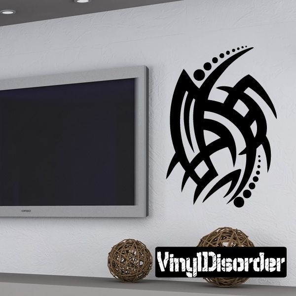 Black tribal vinyl wall decal with circular knot pattern
