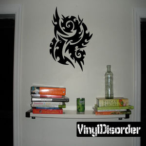 Black tribal vinyl wall decal with stylized dragon head
